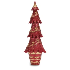 Henriette Natale>Albero H.43Cm. Rosso Fiori Oro X'Mas Trees