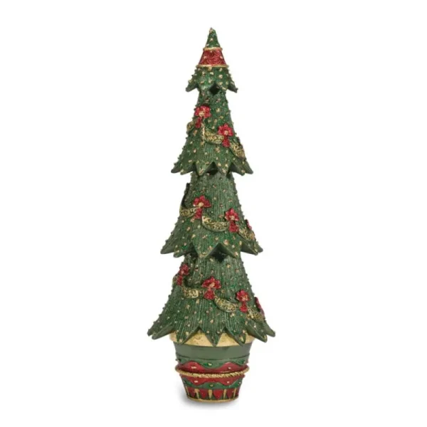 Henriette Natale>Albero H.32,5Cm. Verde Fiori Rossi X'Mas Trees