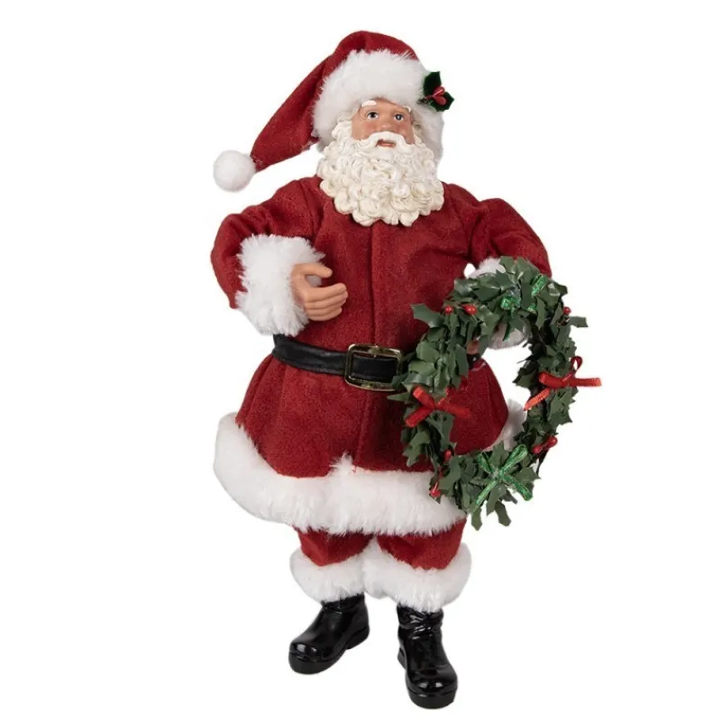 babbo_con_ghirlanda_cm_de_0.webp Clayre&eef Natale>Babbo con Ghirlanda 28cm: Decorazioni Uniche per Casa