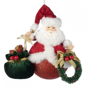 Goodwill Natale>Babbo con Sacco e Ghirlanda 15,5cm - Decorazioni Uniche