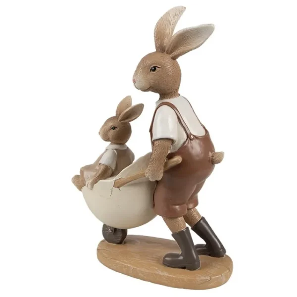 Clayre&eef Pasqua>Conigli con Carriola 15x7x21 cm