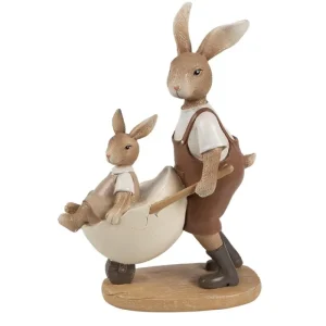 Clayre&eef Pasqua>Conigli con Carriola 15x7x21 cm