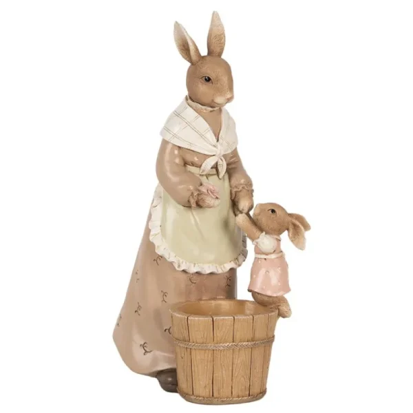 Clayre&eef Pasqua>Conigli con Vaso 13x10x24 cm