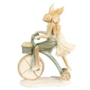 Clayre&eef Pasqua>Conigli in bicicletta 16x7x23 cm