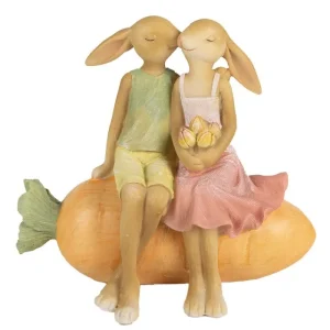 Clayre&eef Pasqua>Conigli su Carota 17x10x15 cm