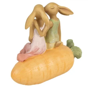 Clayre&eef Pasqua>Conigli su Carota 17x10x15 cm