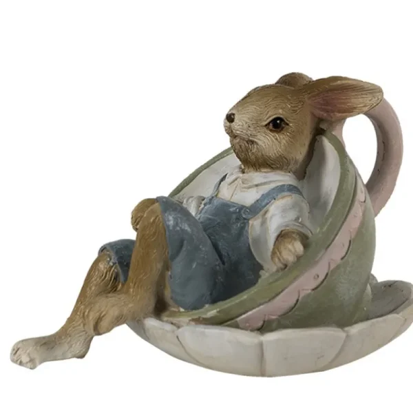 Clayre&eef Pasqua>Coniglio relax in tazzina 11x8x7cm