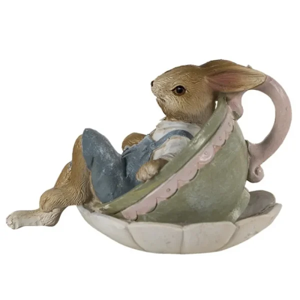 Clayre&eef Pasqua>Coniglio relax in tazzina 11x8x7cm