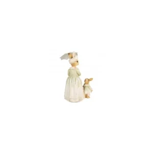 Clayre&eef Pasqua>Mamma coniglia con figli ed ombrello 16x11x21 cm