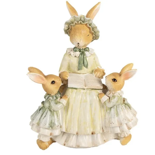 Clayre&eef Pasqua>Mamma coniglia con Figli 14x10x19 cm