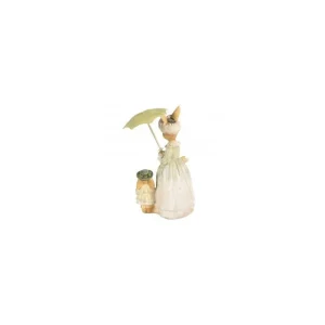 Clayre&eef Pasqua>Mamma coniglia con figli ed ombrello 16x11x21 cm