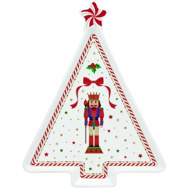 EasyLife Natale>Piatto a forma abete 21x16 cm in porc.in color box NUTCRACKER TWIST