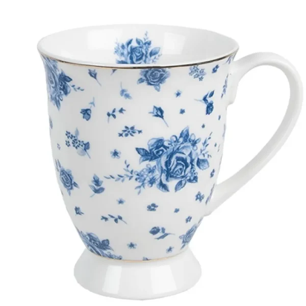 Clayre&eef Tazze>Set 6 Mug in Porcellana Blue Roses 300ml