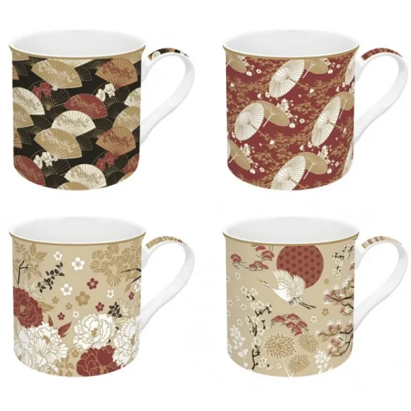 EasyLife Tazze>Set 4 Mug KIMONO in Porcellana - Arredo e Idee Regalo