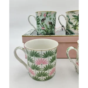 EasyLife Tazze>Set 4 Mug Tropical in Porcellana - Idea Regalo Unica