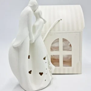 Cherry and Peach Matrimonio>Statua Sposini Ceramica con Cuore e Led - Bomboniere Uniche