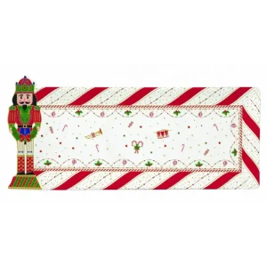 EasyLife Natale>Vassoio 36x16 cm in porc.in c.b. NUTCRACKER TWIST